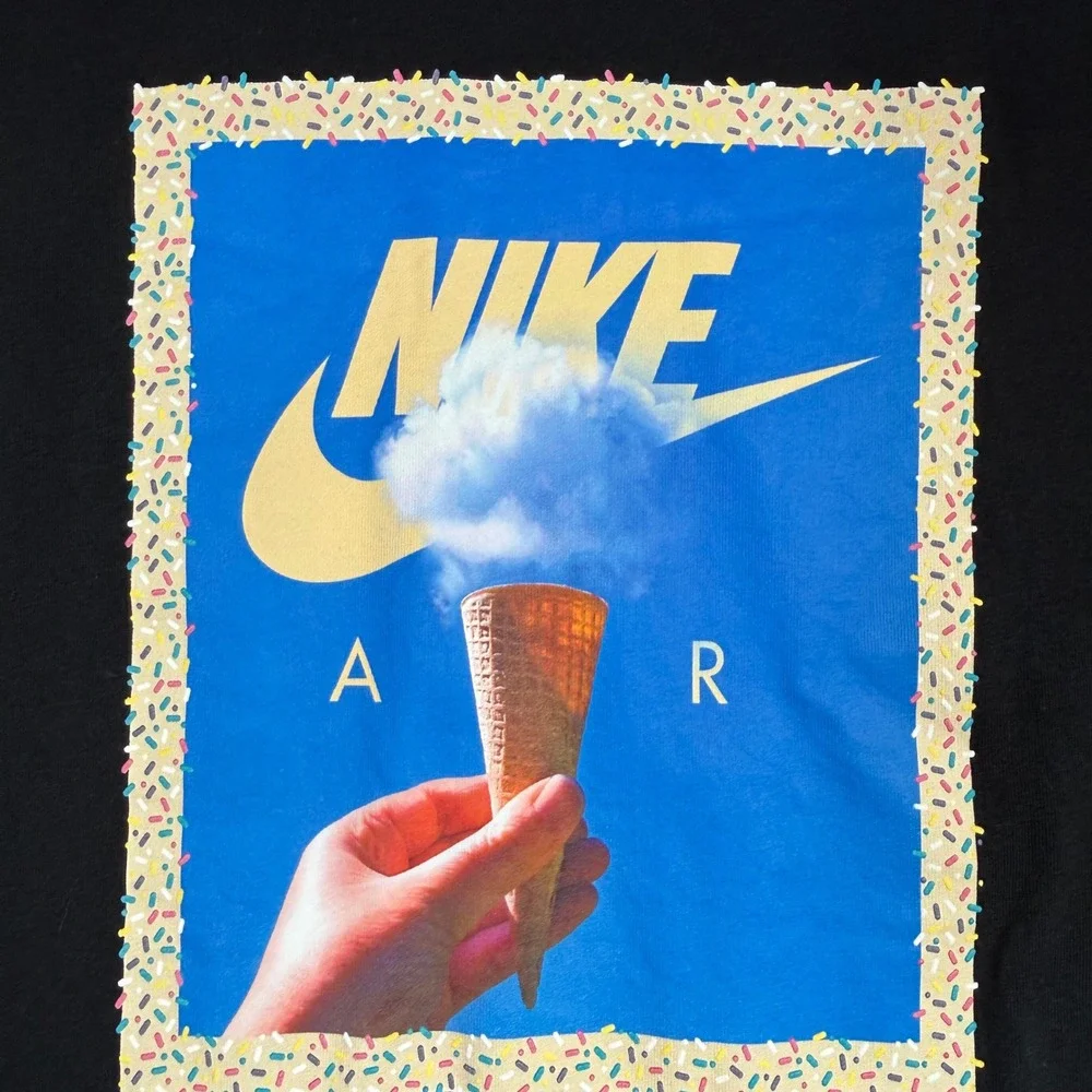 Nike Air Mens XL Black Graphic T-Shirt Ice Cream Cotton Candy Cloud Short Sleeve